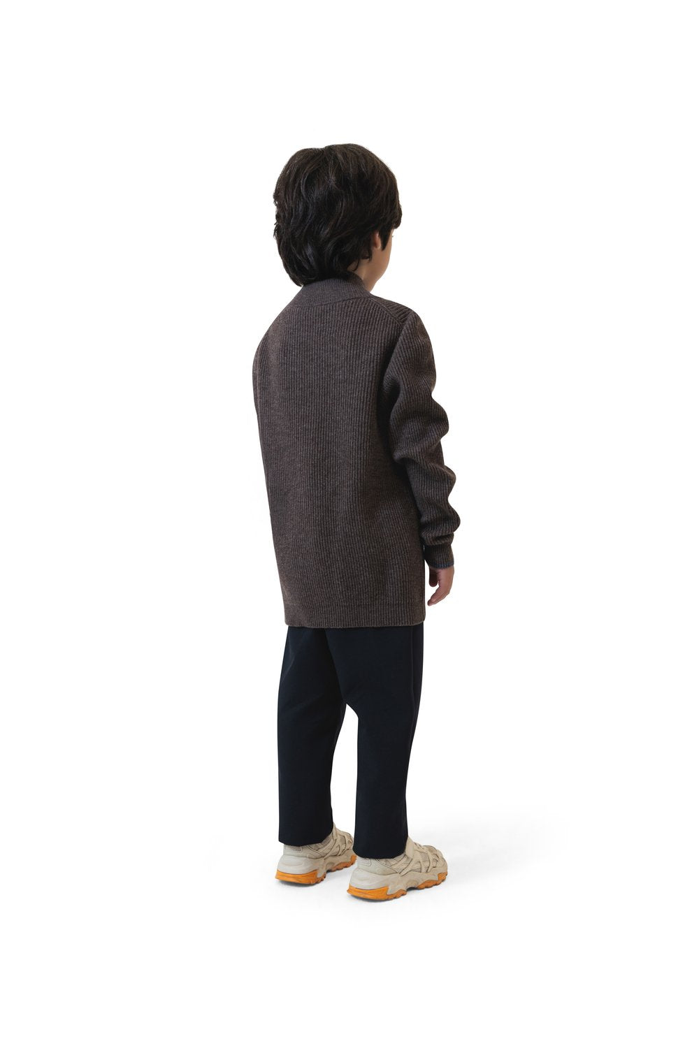 بلوفر أطفال صوف ميرينو بسحاب كامل - بني غامق