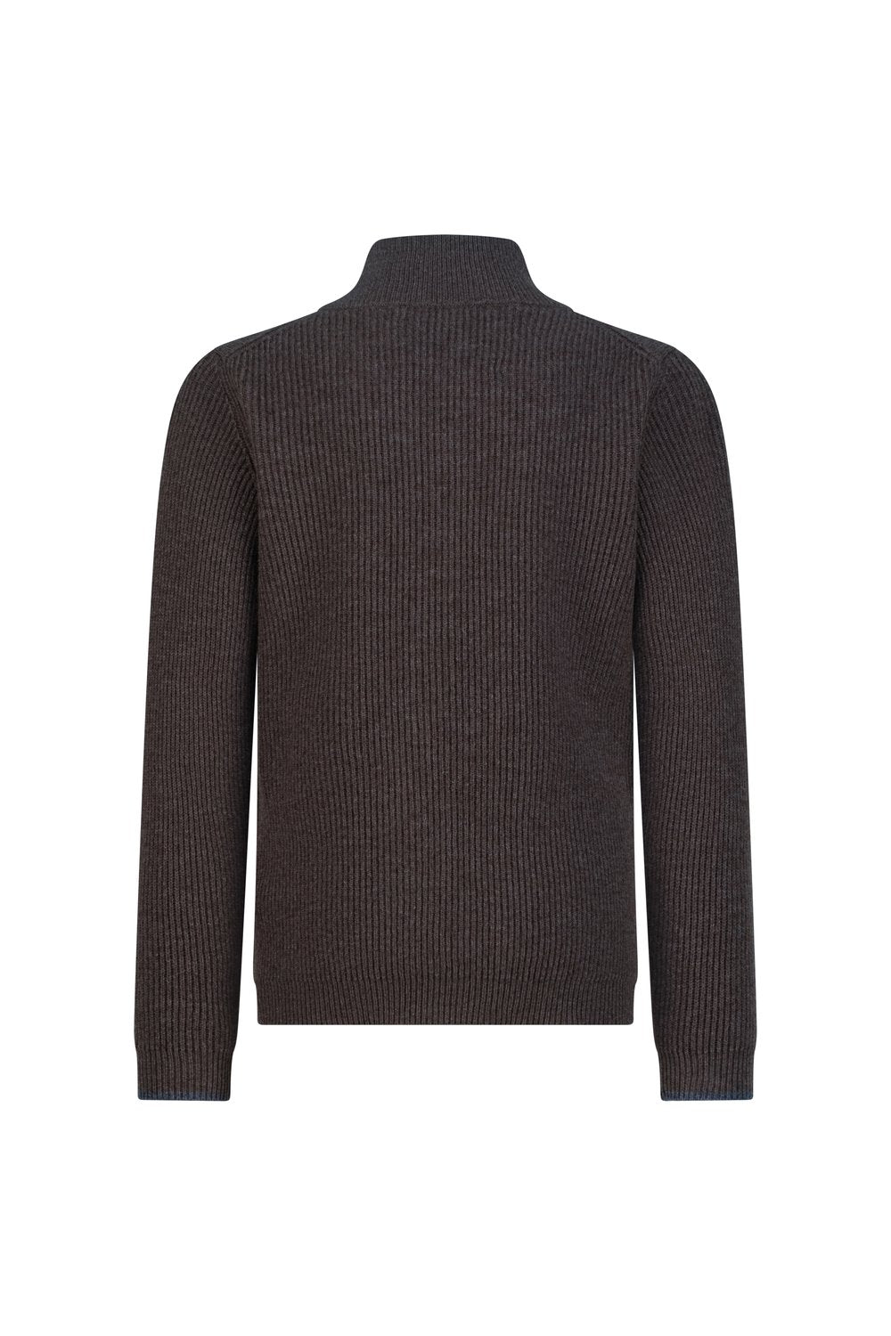 بلوفر أطفال صوف ميرينو بسحاب كامل - بني غامق