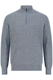 Cashmere  half zip  cable  sweater slate 
 storm
