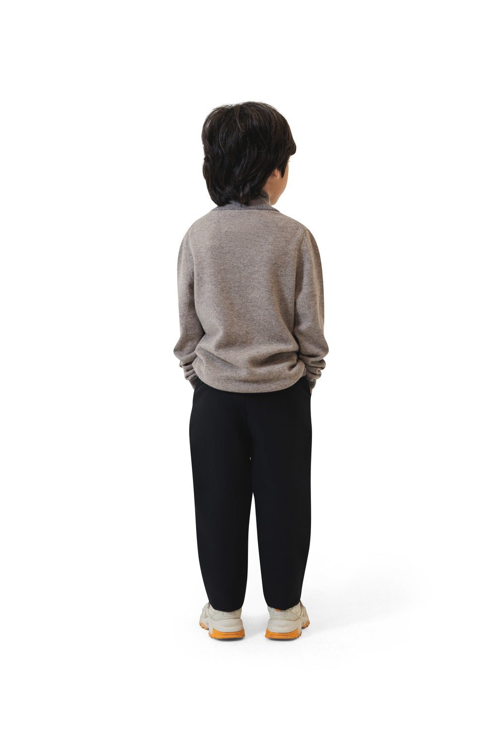 Kid's half zip merino wool sweater cobble
 vapor