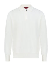 Half zip rib merino wool sweater cream white