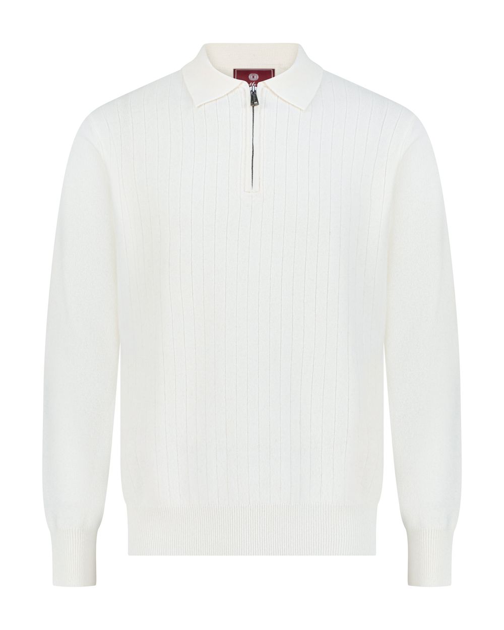 Half zip rib merino wool sweater cream white