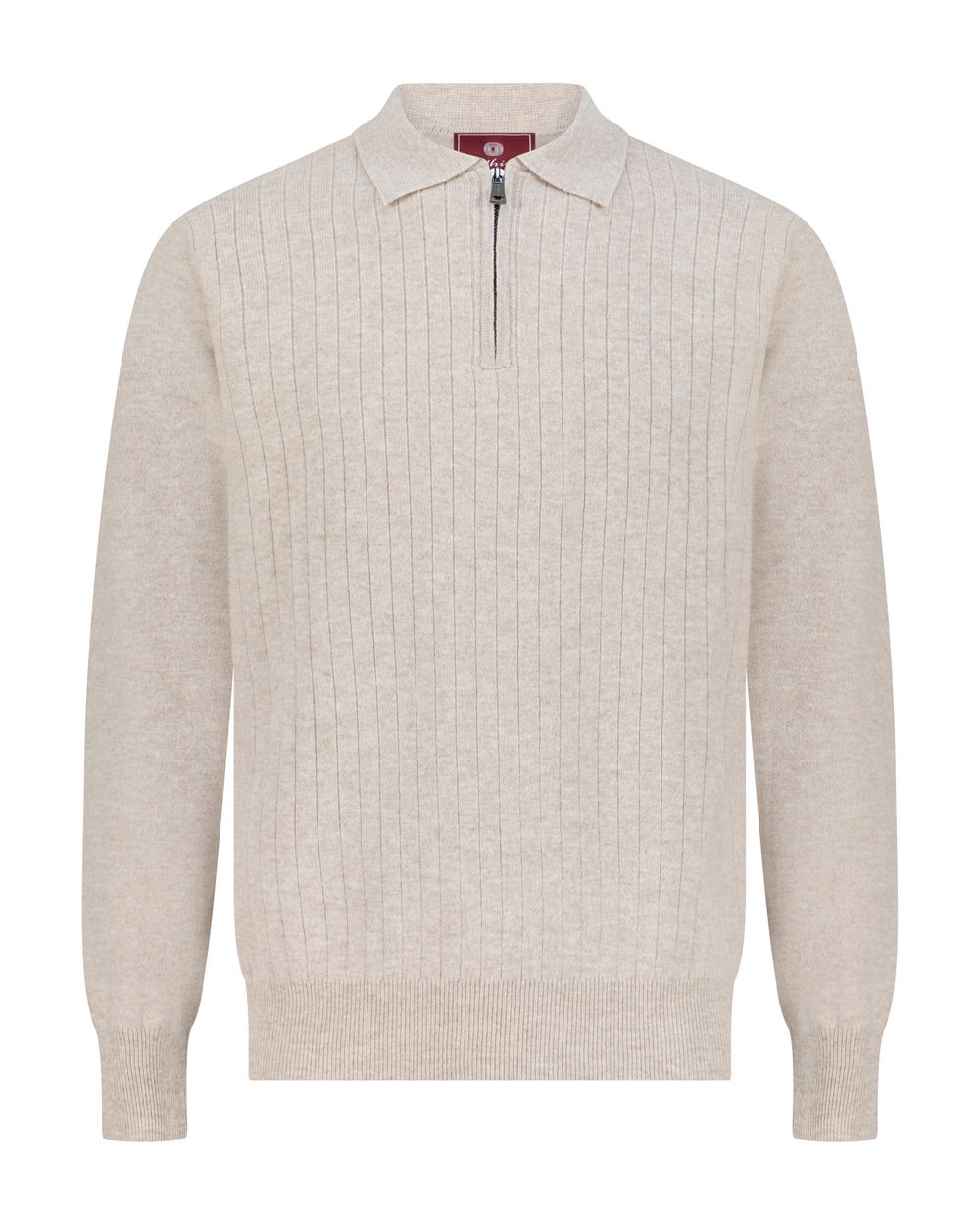 Half zip rib merino wool sweater garlic