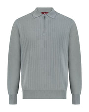 Half zip rib merino wool sweater grey sage