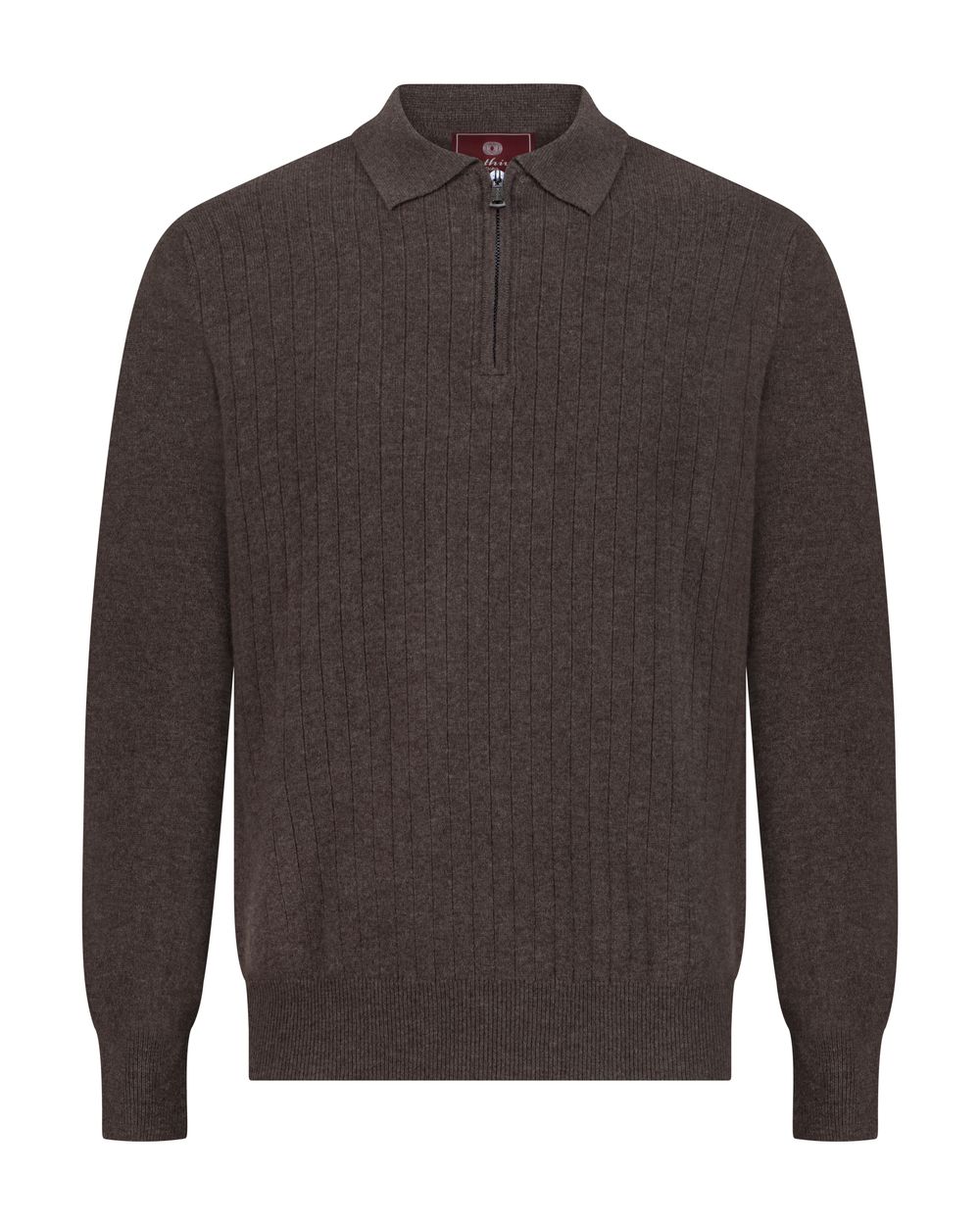 Half zip rib merino wool sweater umber