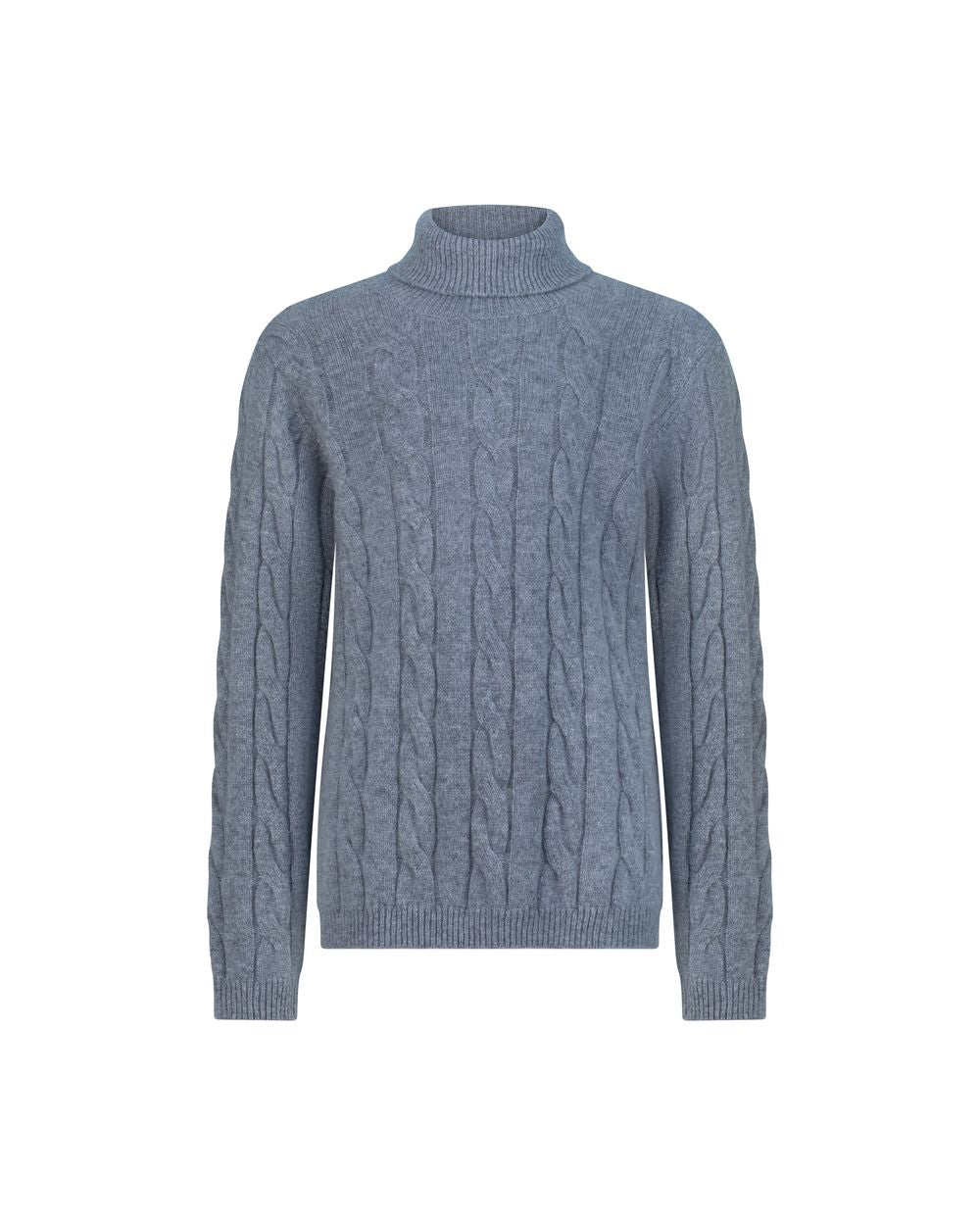 Kid's cashmere turtle neck cable sweater slate