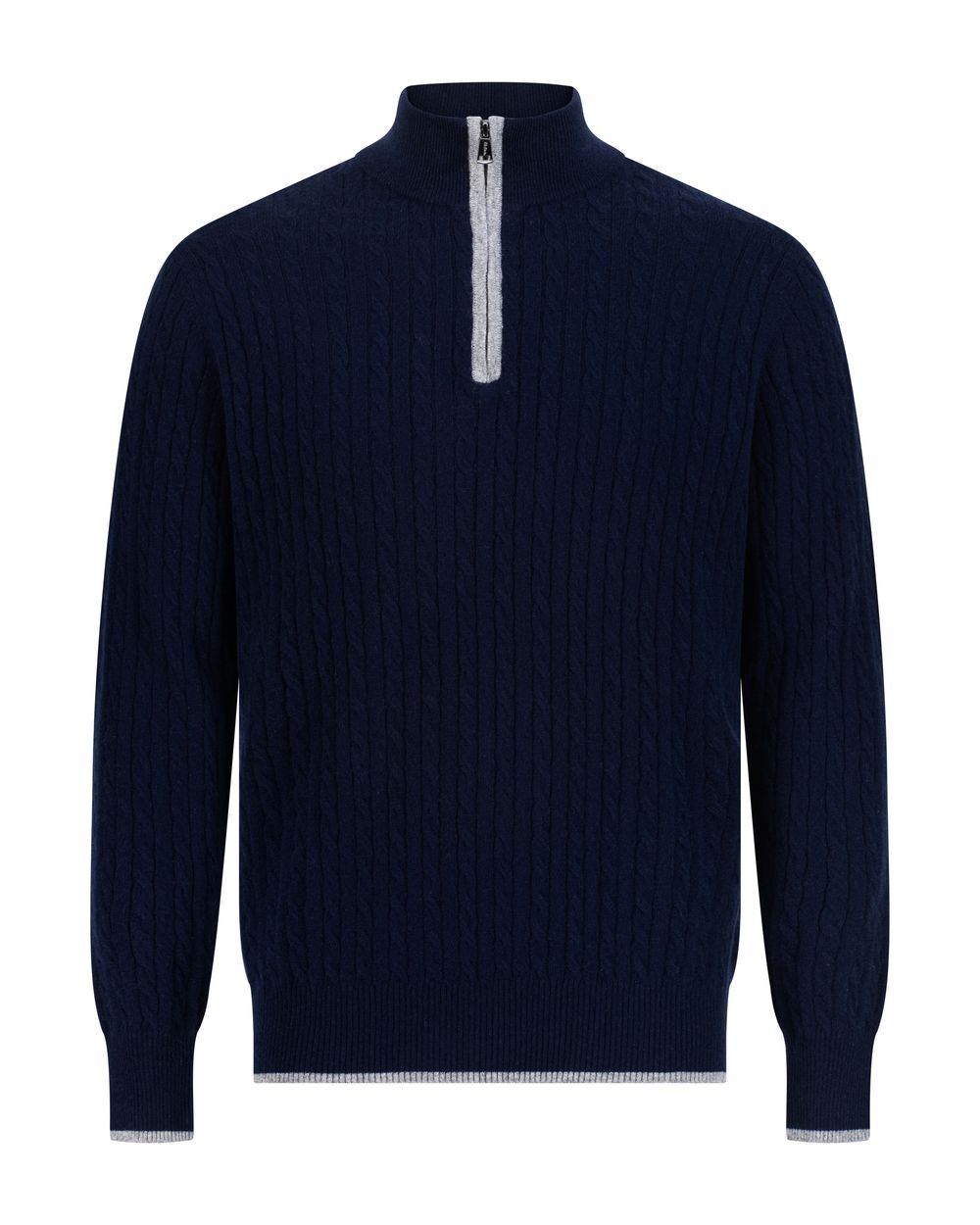 Cashmere  half zip  cable  sweater cosmos
 slate
