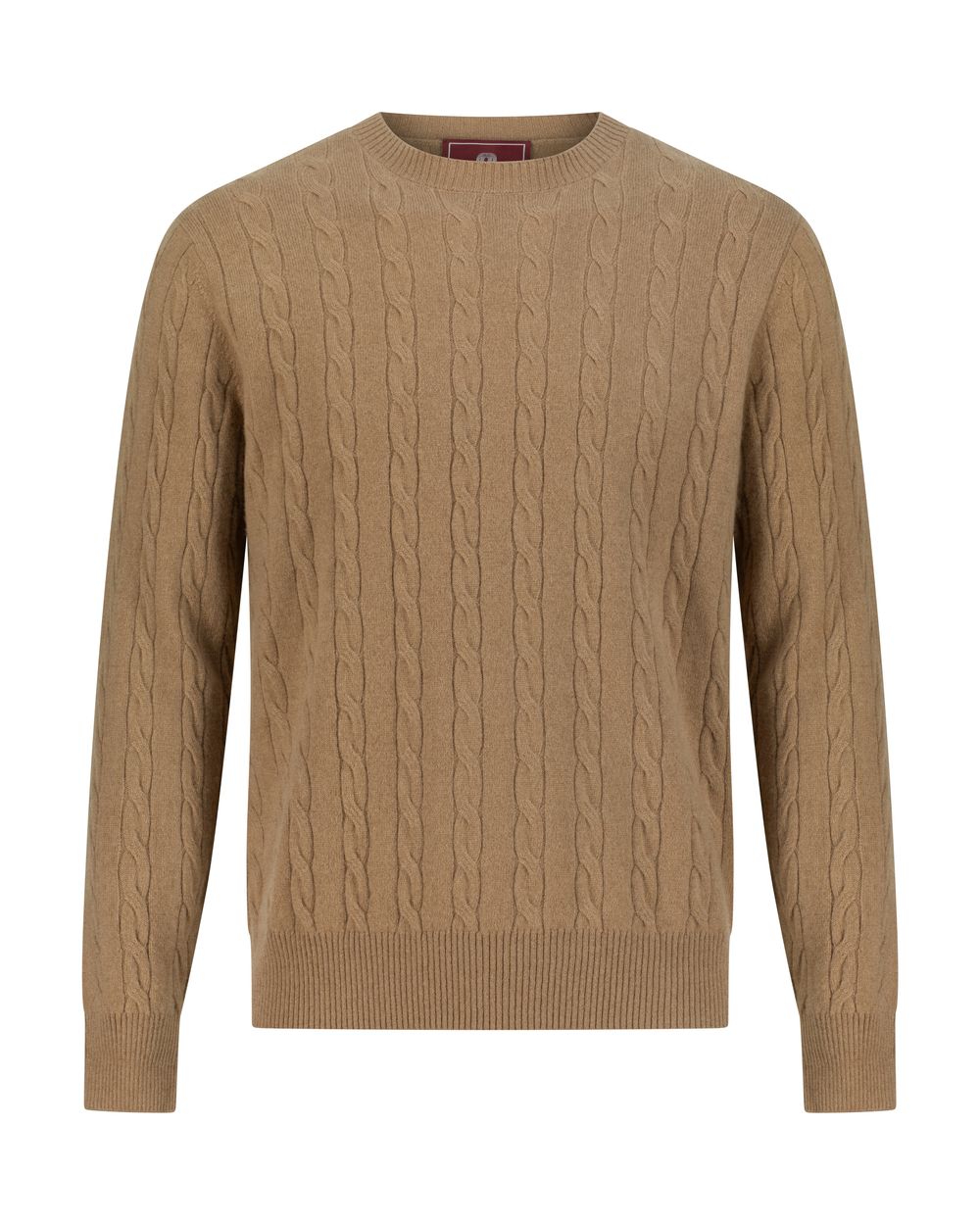 Cashmere  round neck  cable  sweater camel color