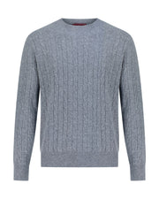 Cashmere  round neck  cable  sweater slate