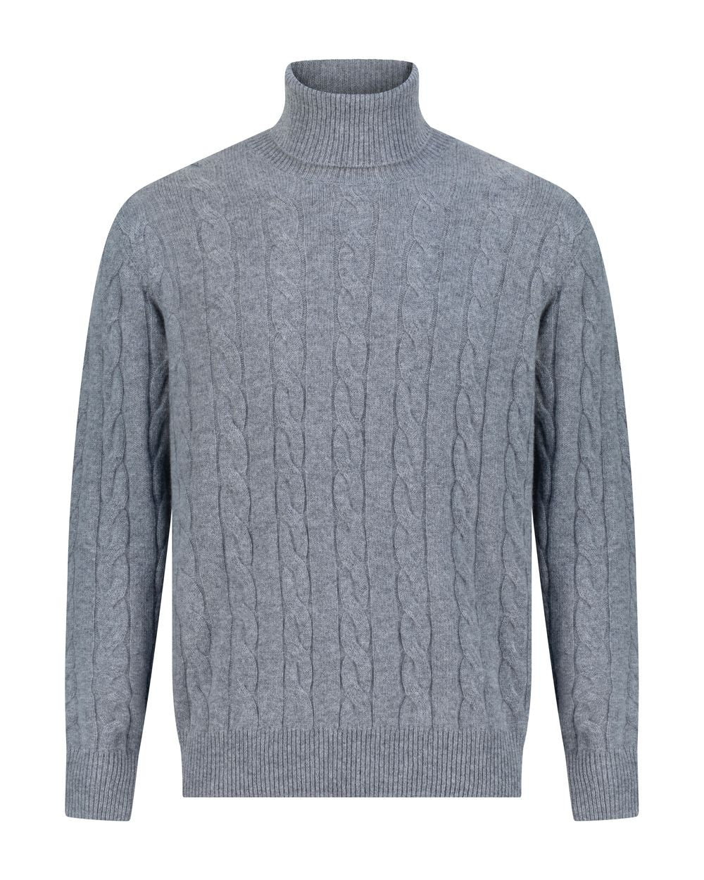 Cashmere turtle neck cable sweater slate