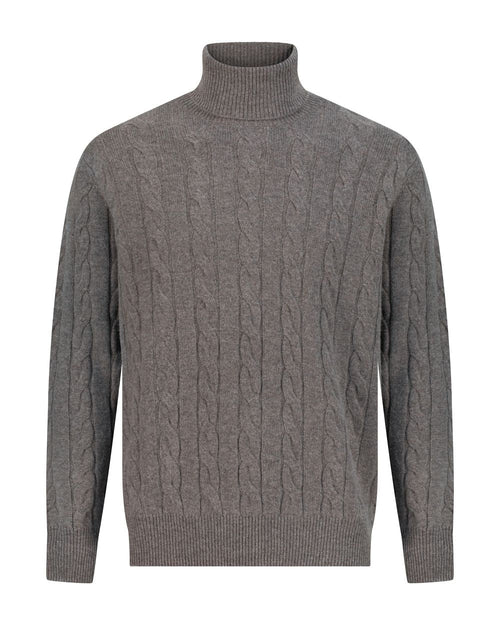 Cashmere turtle neck cable sweater vapor