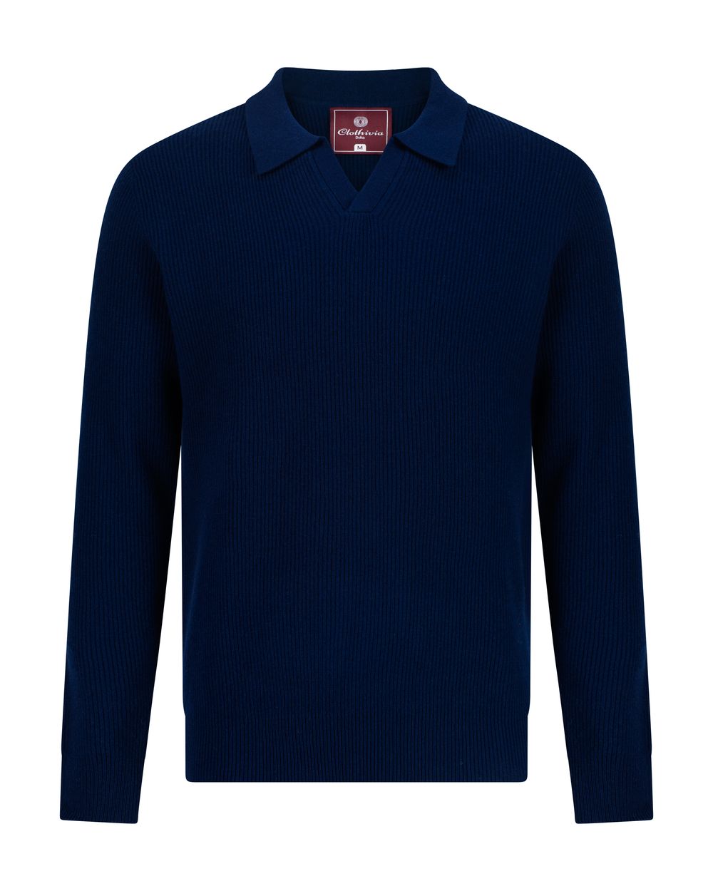 Open collar rib merino wool sweater bay