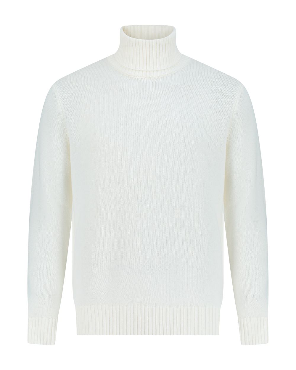 Rib turtle neck merino wool sweater cream white