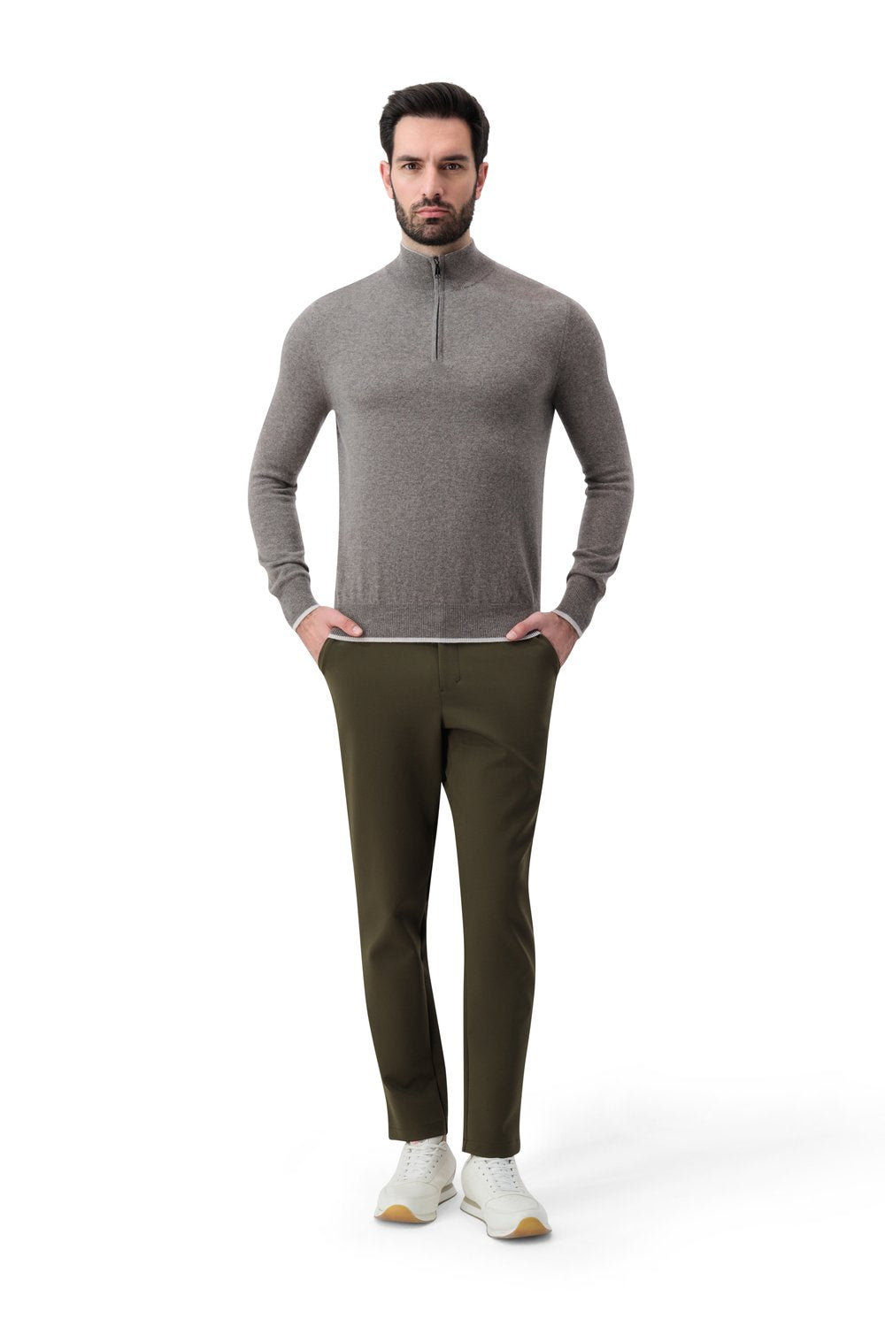 Cashmere half zip sweater vapor
 albatross