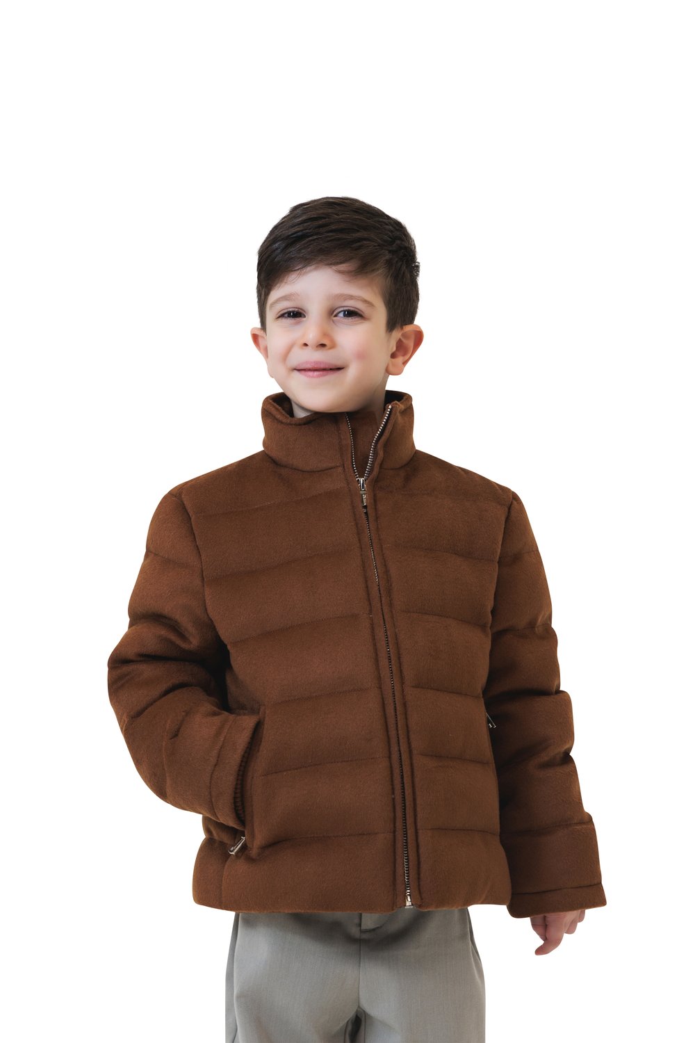 Kid's torino puffer bomber terra bruna