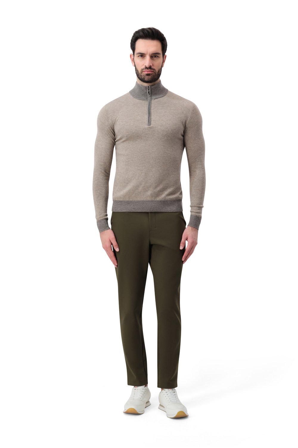 Half zip merino wool sweater cobble
 vapor