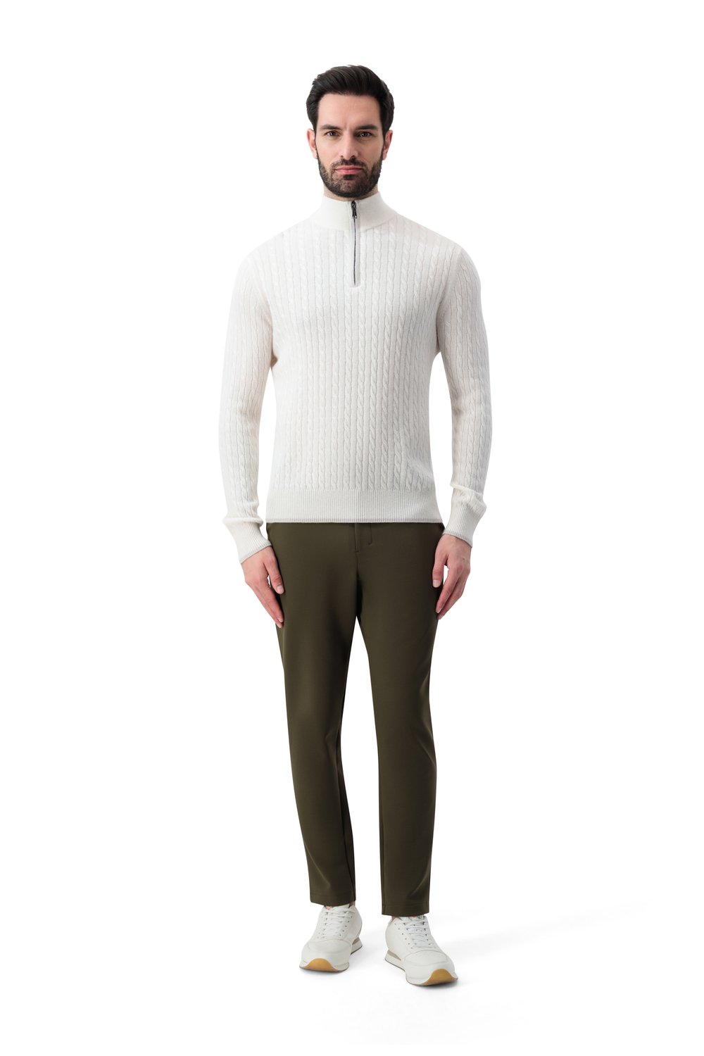 Cashmere  half zip  cable  sweater alaxa
 albatross