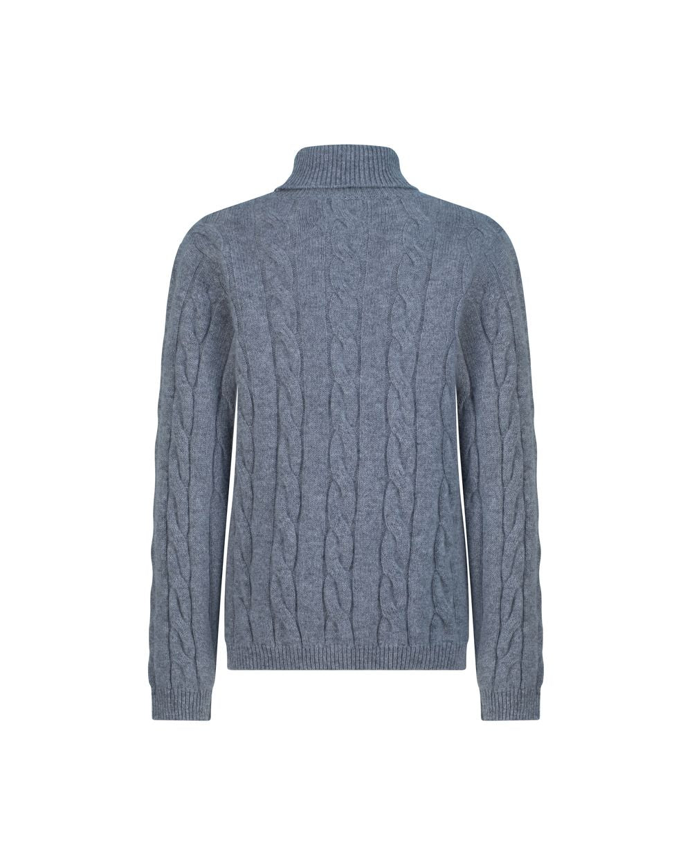 Kid's cashmere turtle neck cable sweater slate