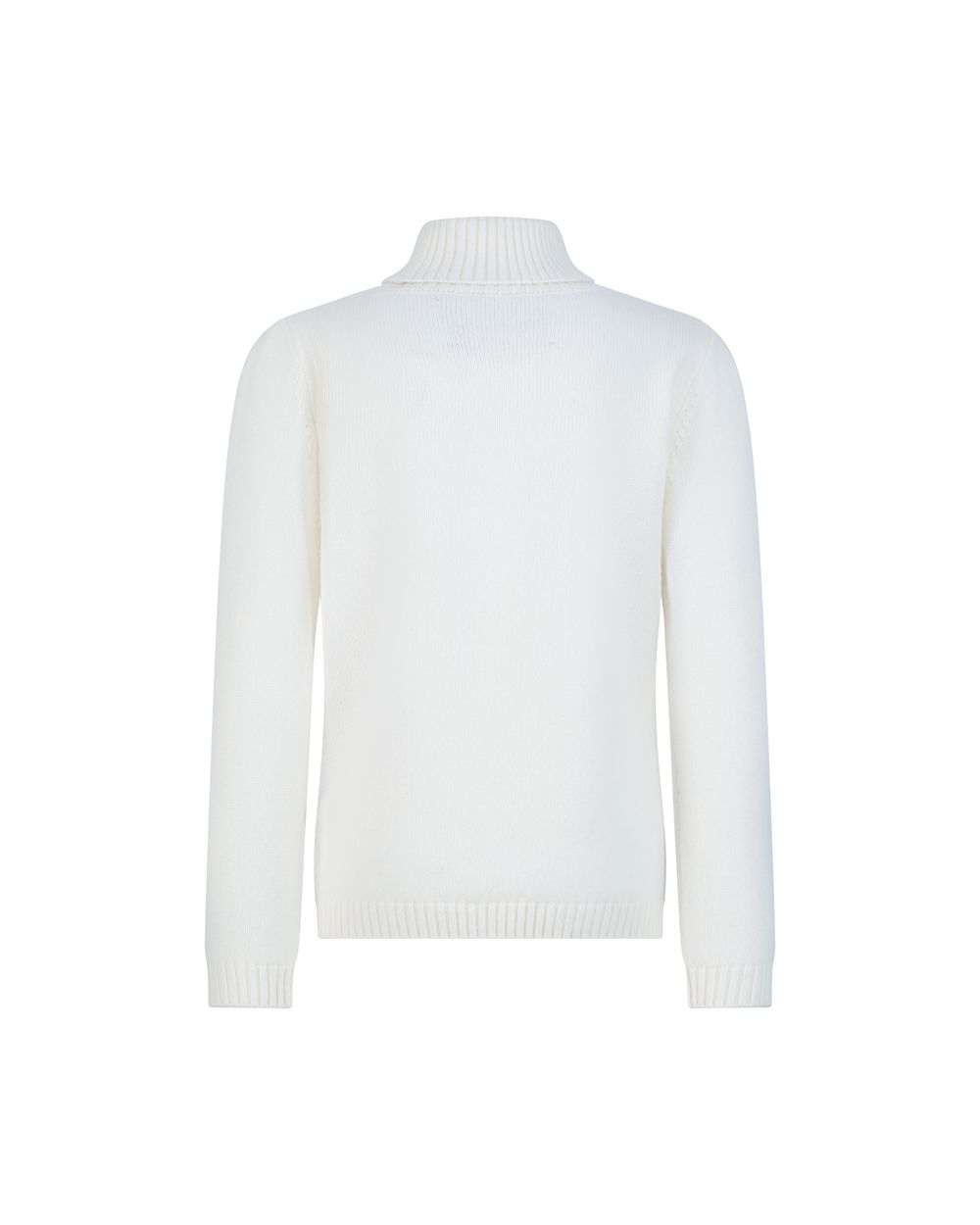 Kid's rib turtle neck merino wool sweater cream white