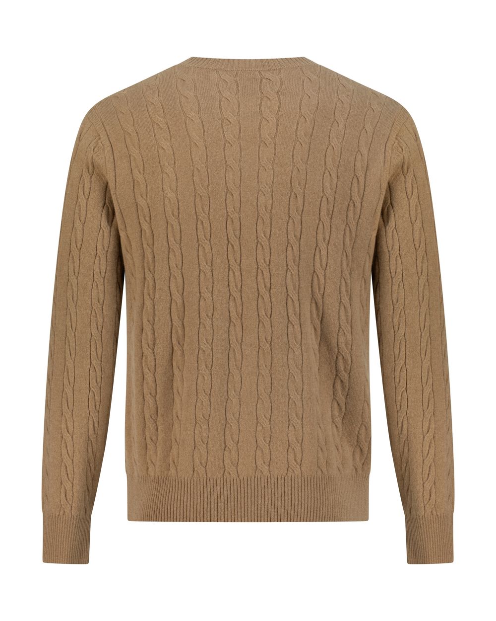 Cashmere  round neck  cable  sweater camel color