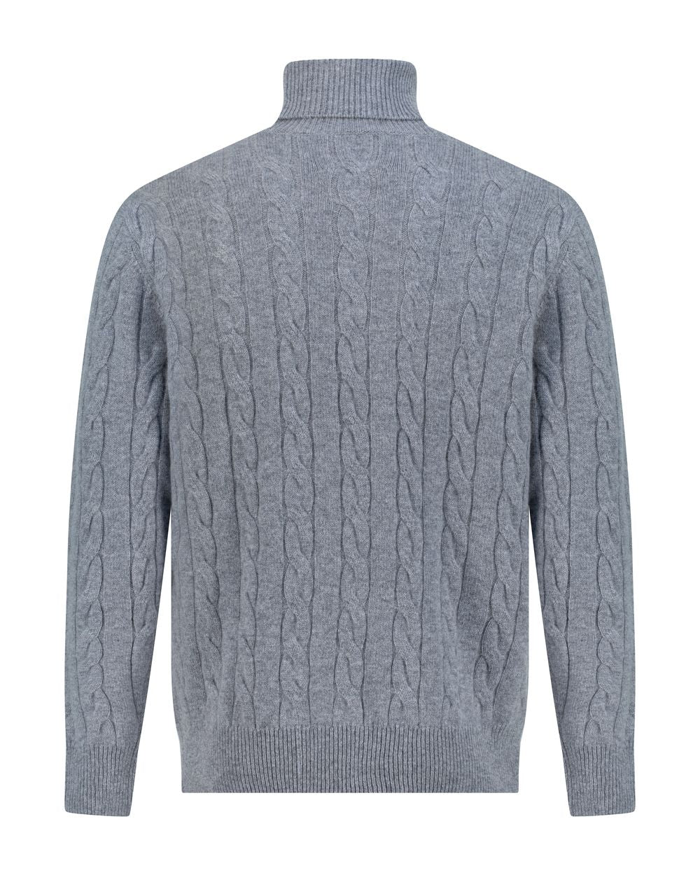Cashmere turtle neck cable sweater slate