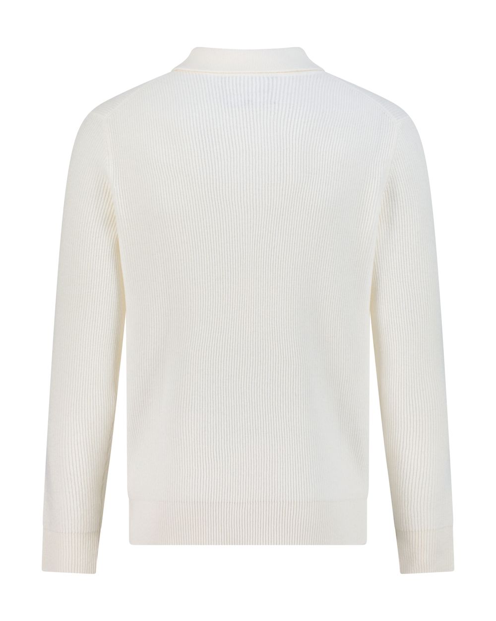 Open collar rib merino wool sweater cream white