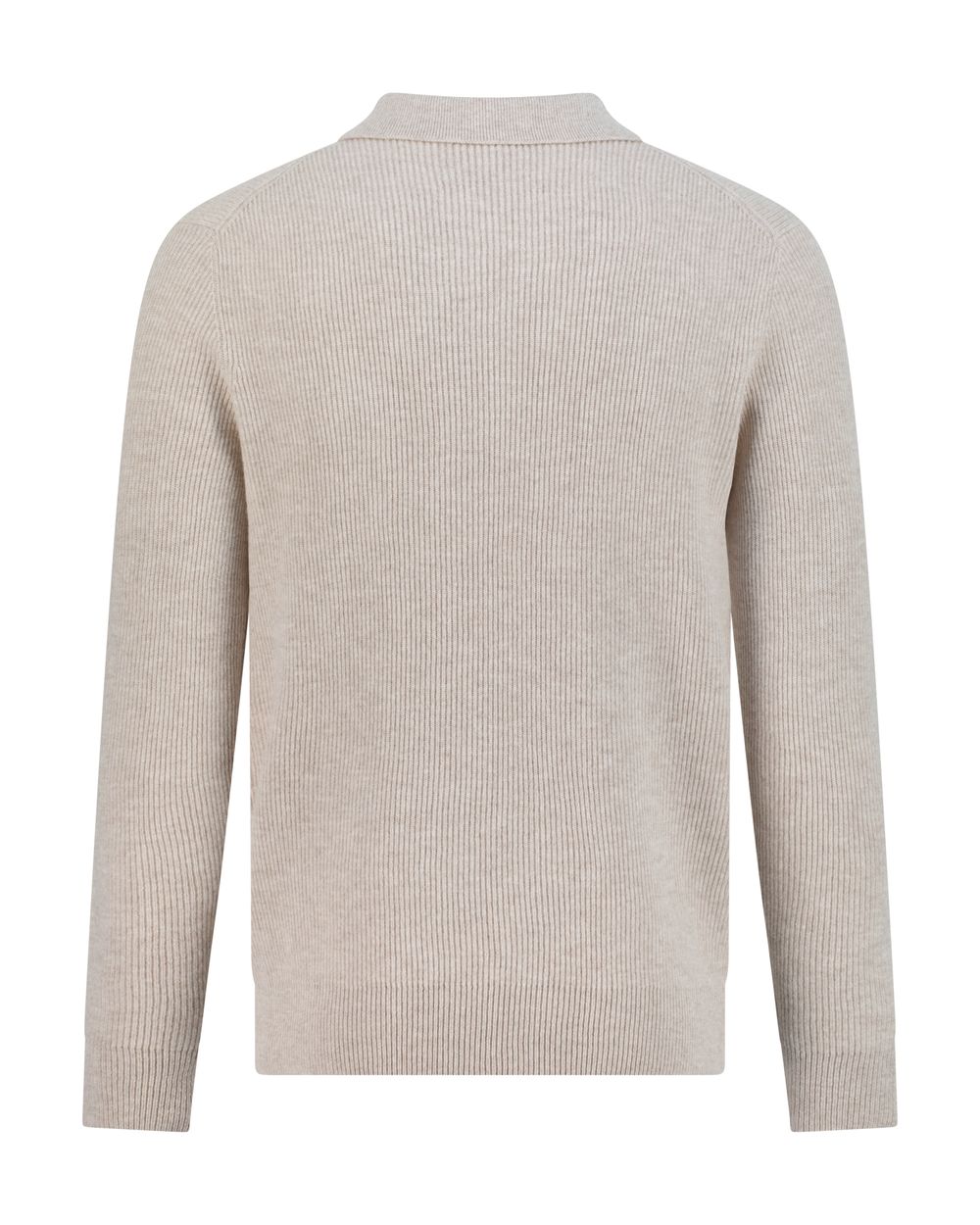 Open collar rib merino wool sweater garlic