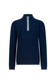 Kid's cashmere half zip cable cosmos
 slate