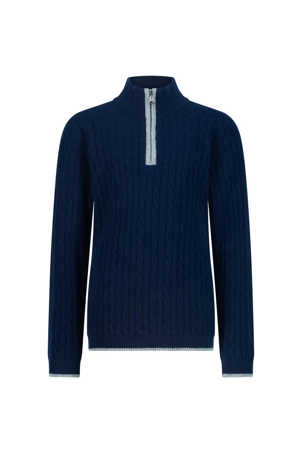 Kid's cashmere half zip cable cosmos
 slate