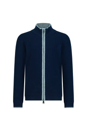 Kid's full zip rib merino wool sweater bay 
 smoke