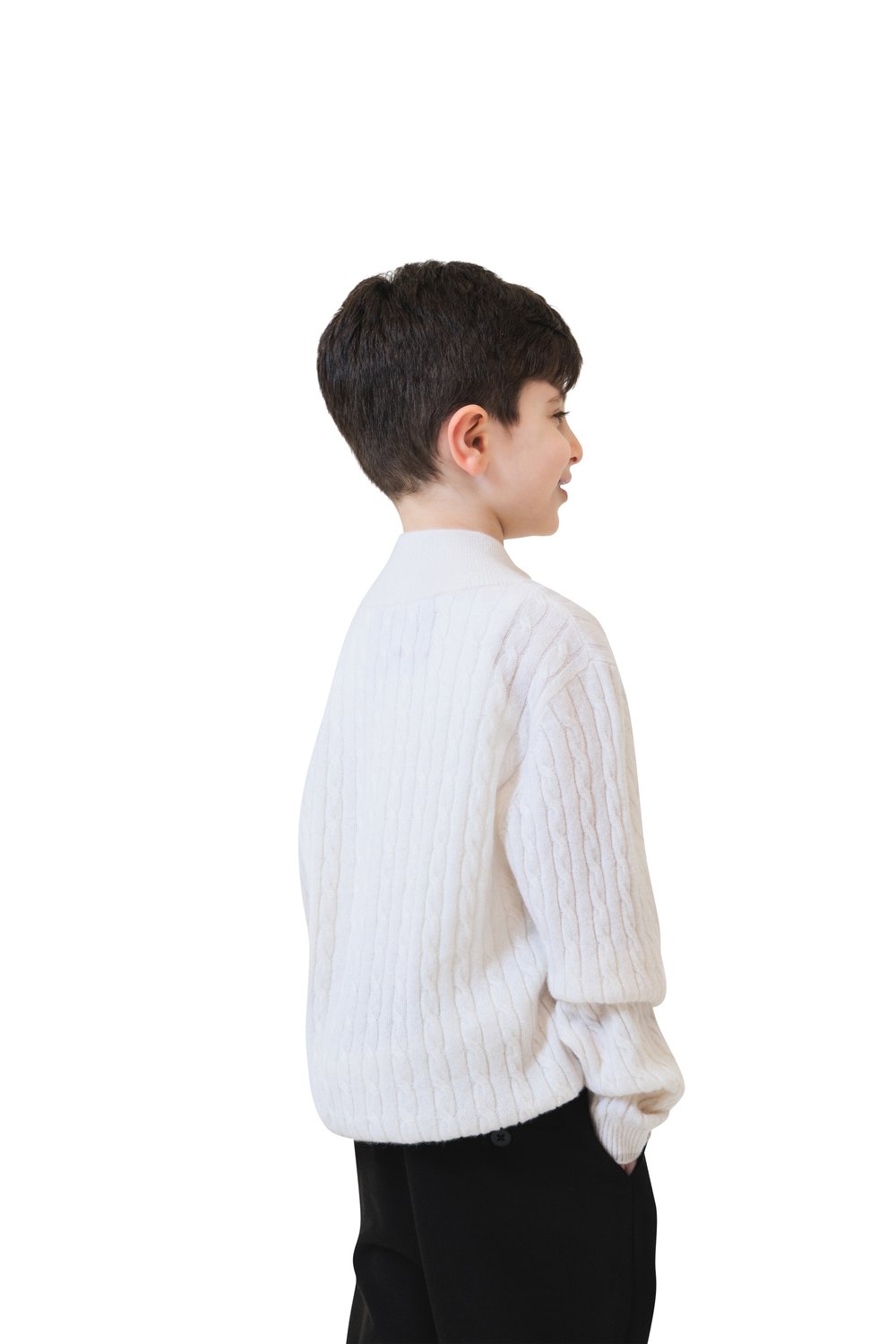 Kid's cashmere half zip cable lily 
 albatross