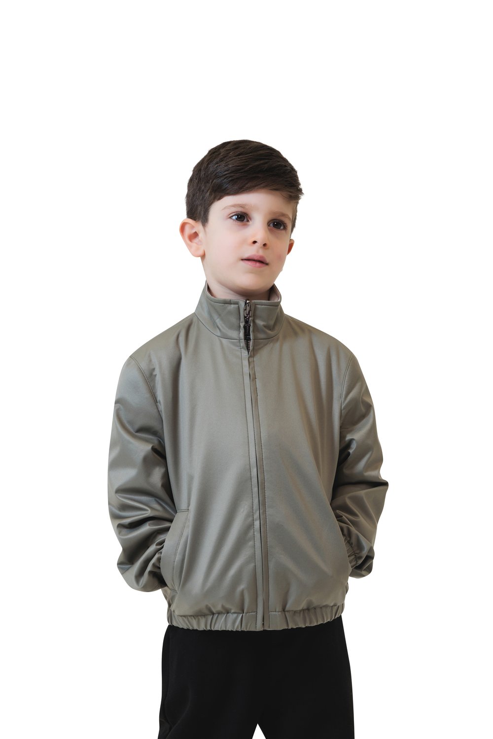 Kid's regent reversible bomber velvet sage