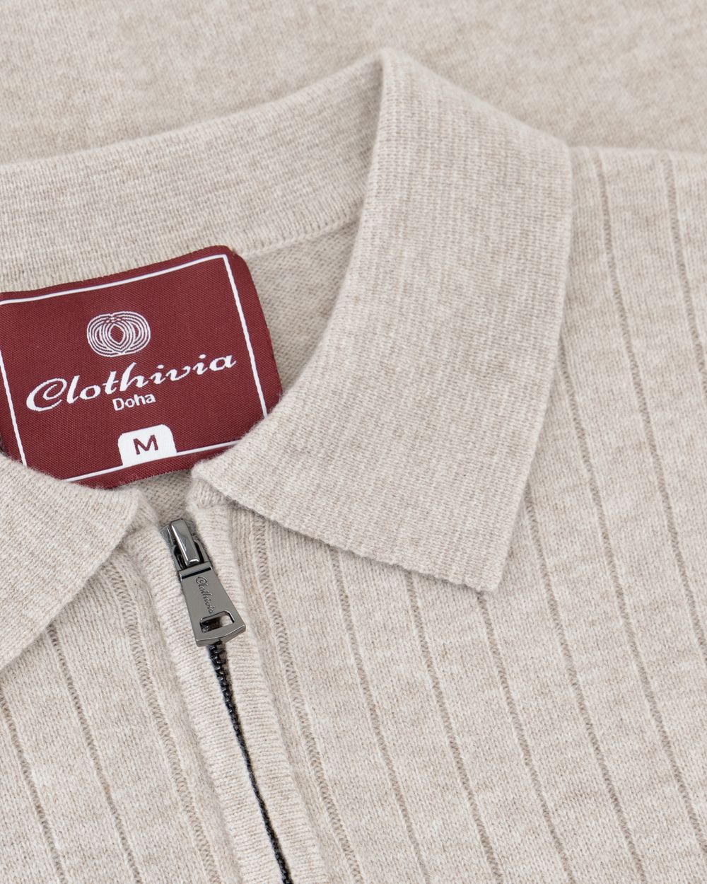Half zip rib merino wool sweater garlic