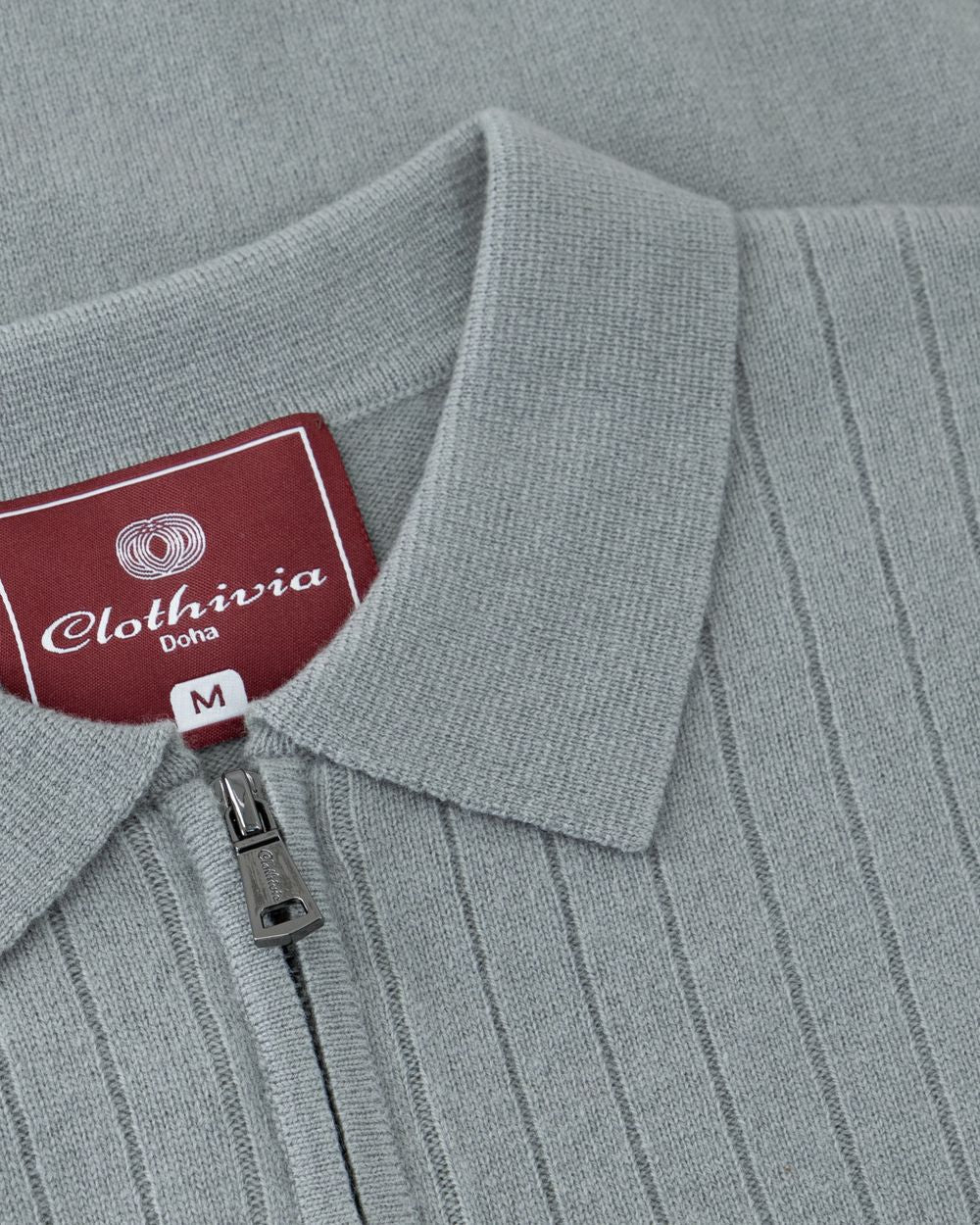 Half zip rib merino wool sweater grey sage