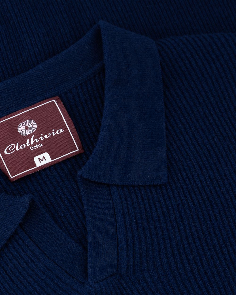 Open collar rib merino wool sweater bay