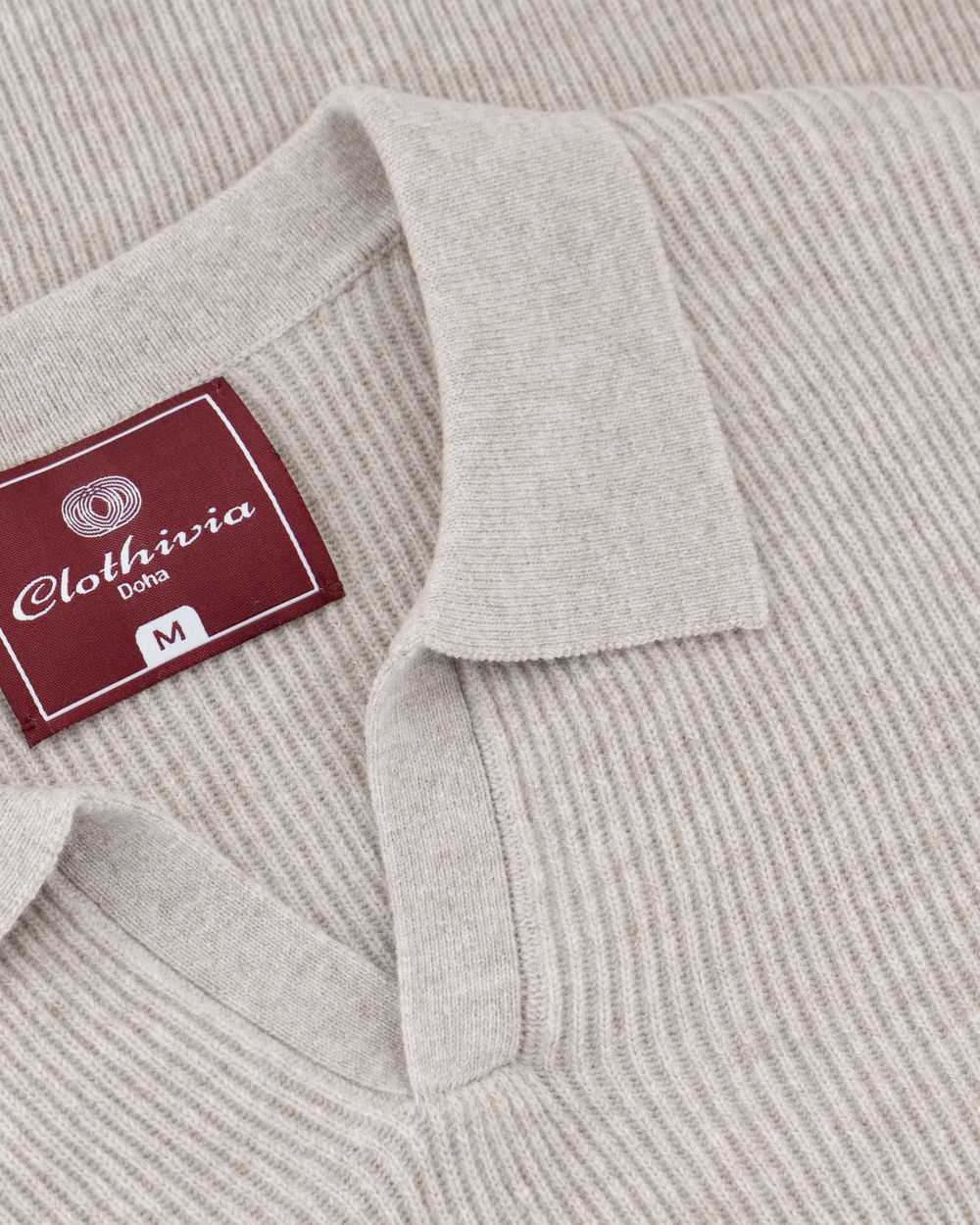 Open collar rib merino wool sweater garlic