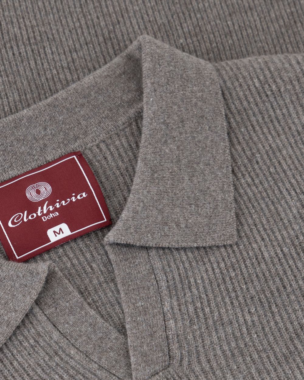 Open collar rib merino wool sweater vapor