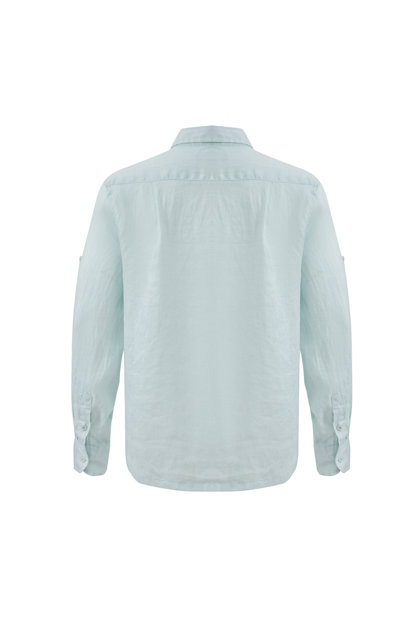 Linen Long Sleeves-Baby-Blue × Linen Pants-Ivory — Combo Look