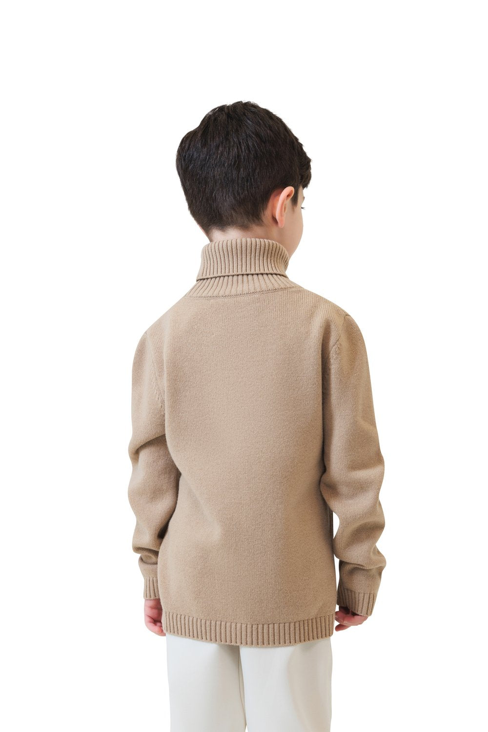 بلوفر أطفال صوف ميرينو هاي نيك - بسكوتي