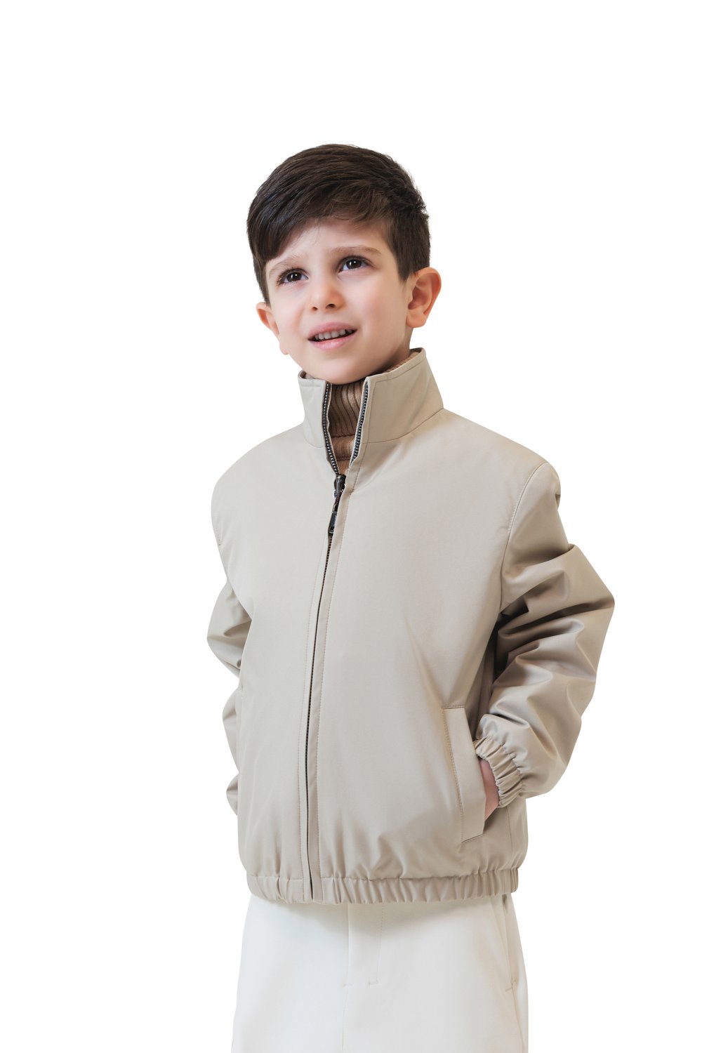 Kid's regent reversible bomber matte beige