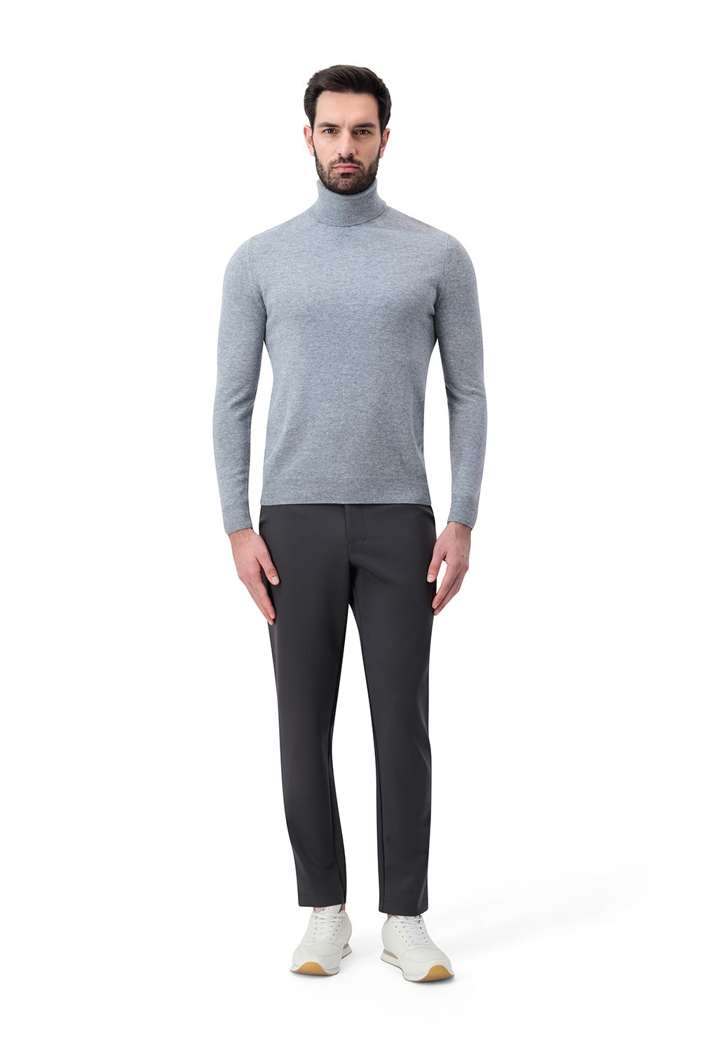 Compact nylon trousers ash grey