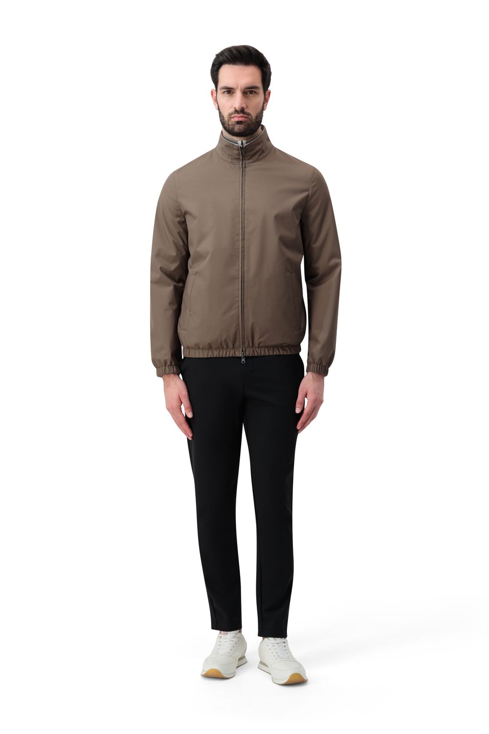 Compact nylon trousers carbon black