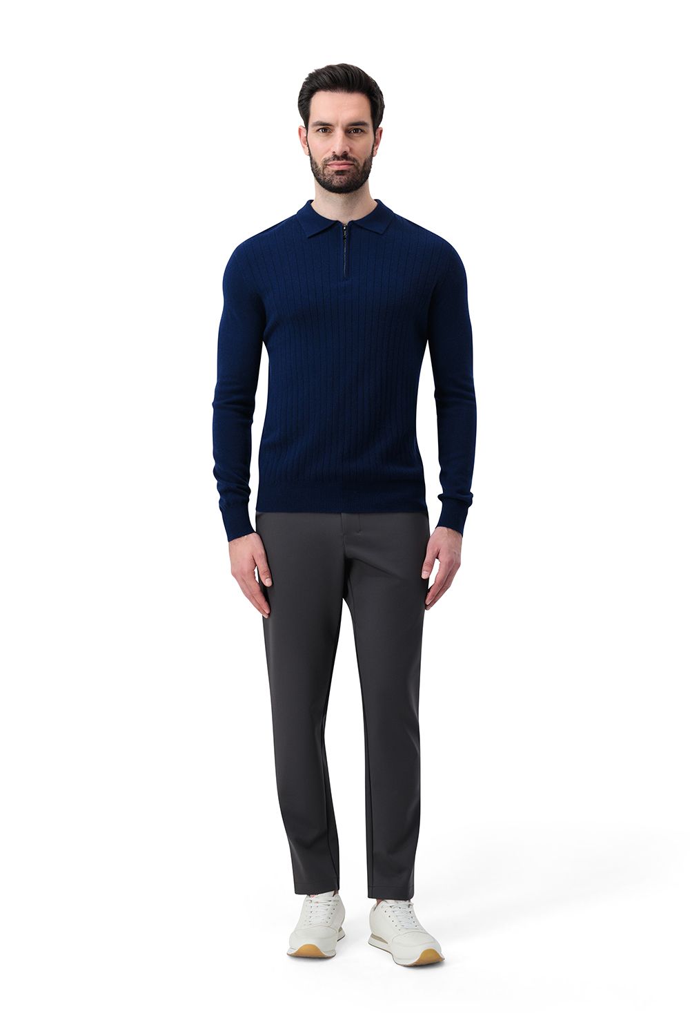 Half zip rib merino wool sweater bay