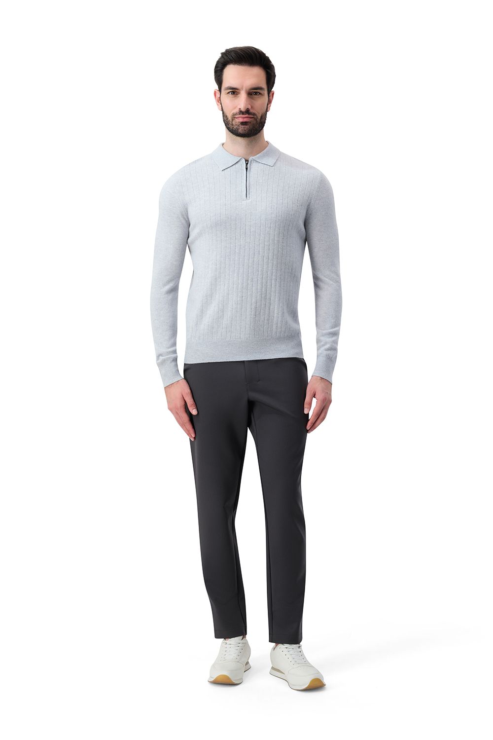Half zip rib merino wool sweater sanderling