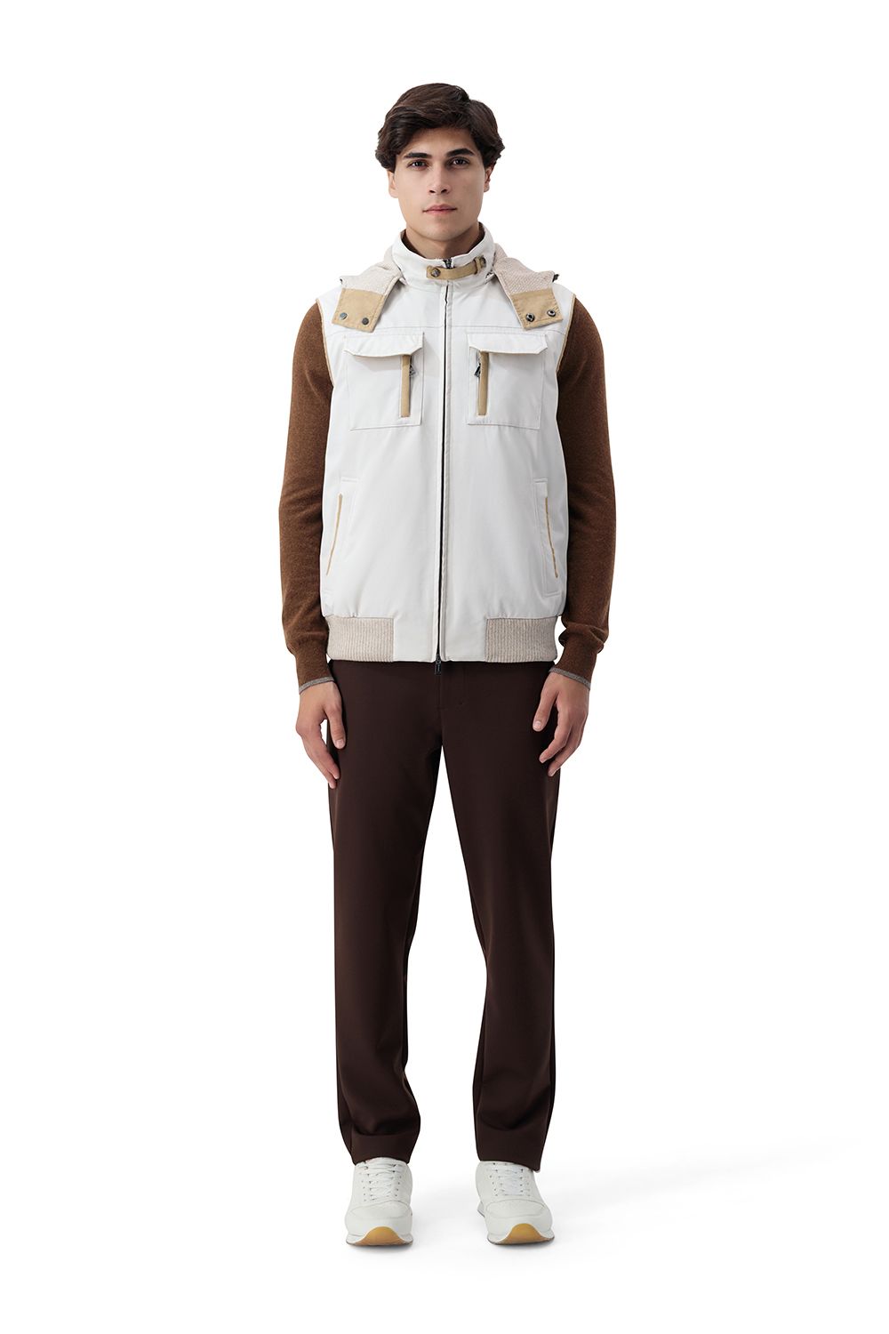 Lunaro contrast vest sandstone cream