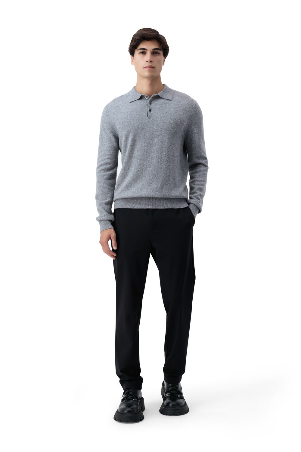 Cashmere polo sweater slate