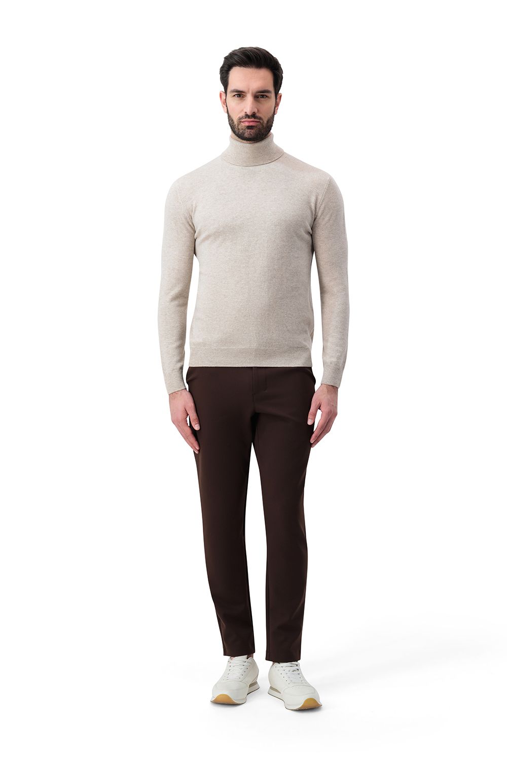 Turtle neck merino wool sweater garlic