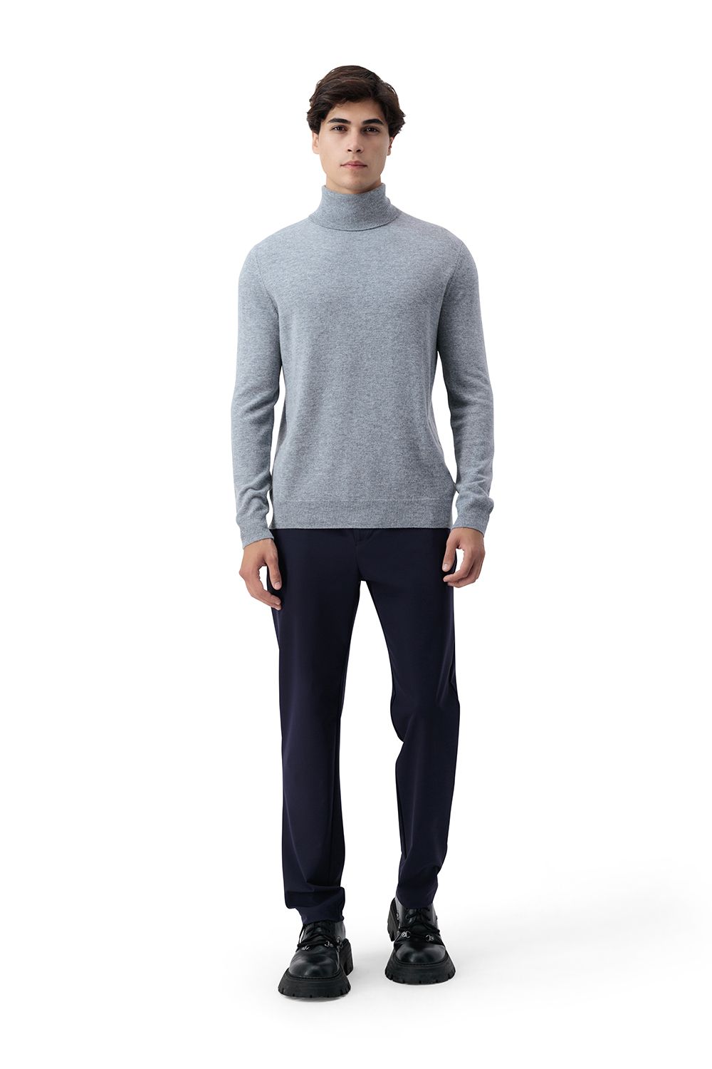 Turtle neck merino wool sweater smoke