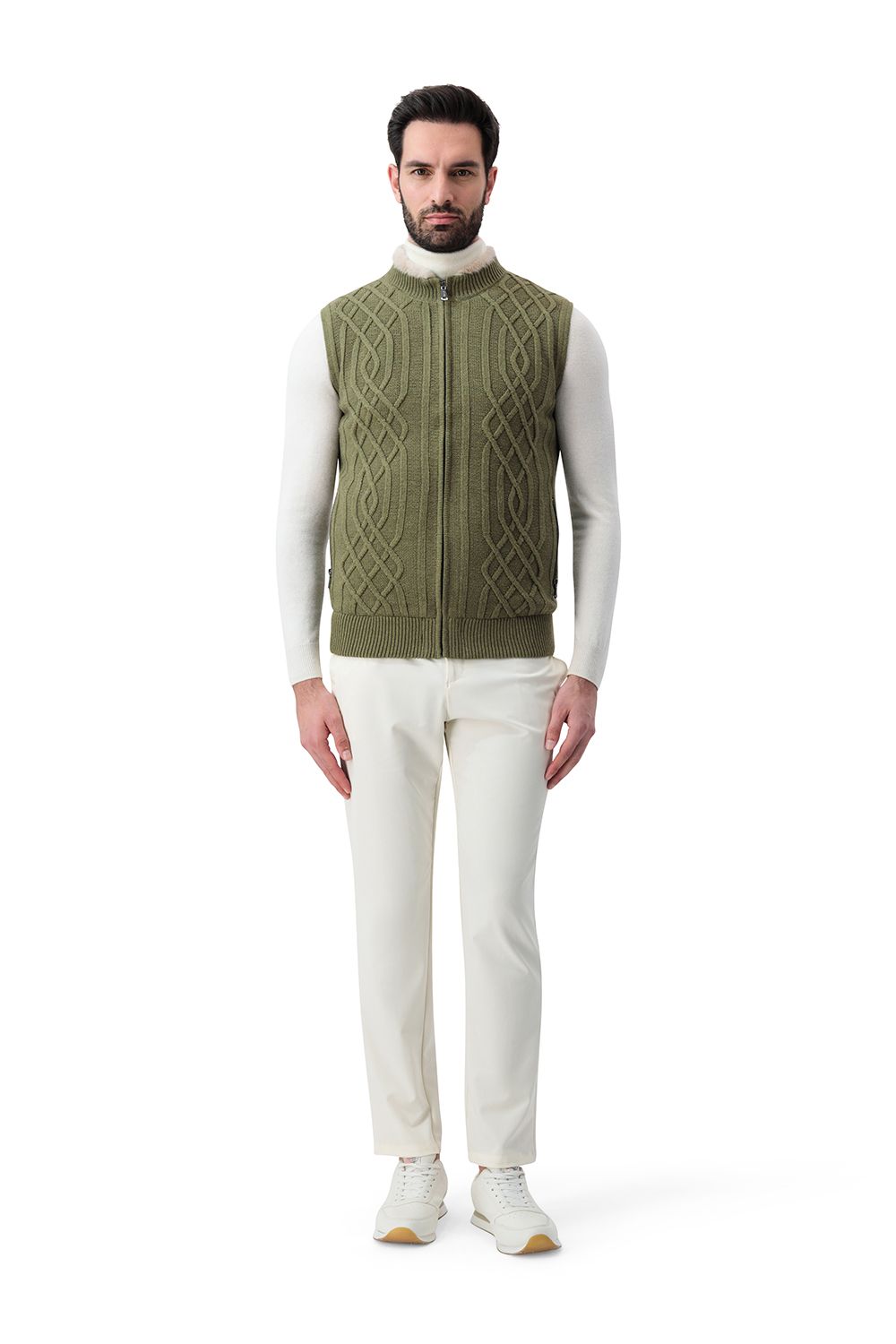Suhail knit vest olive grove