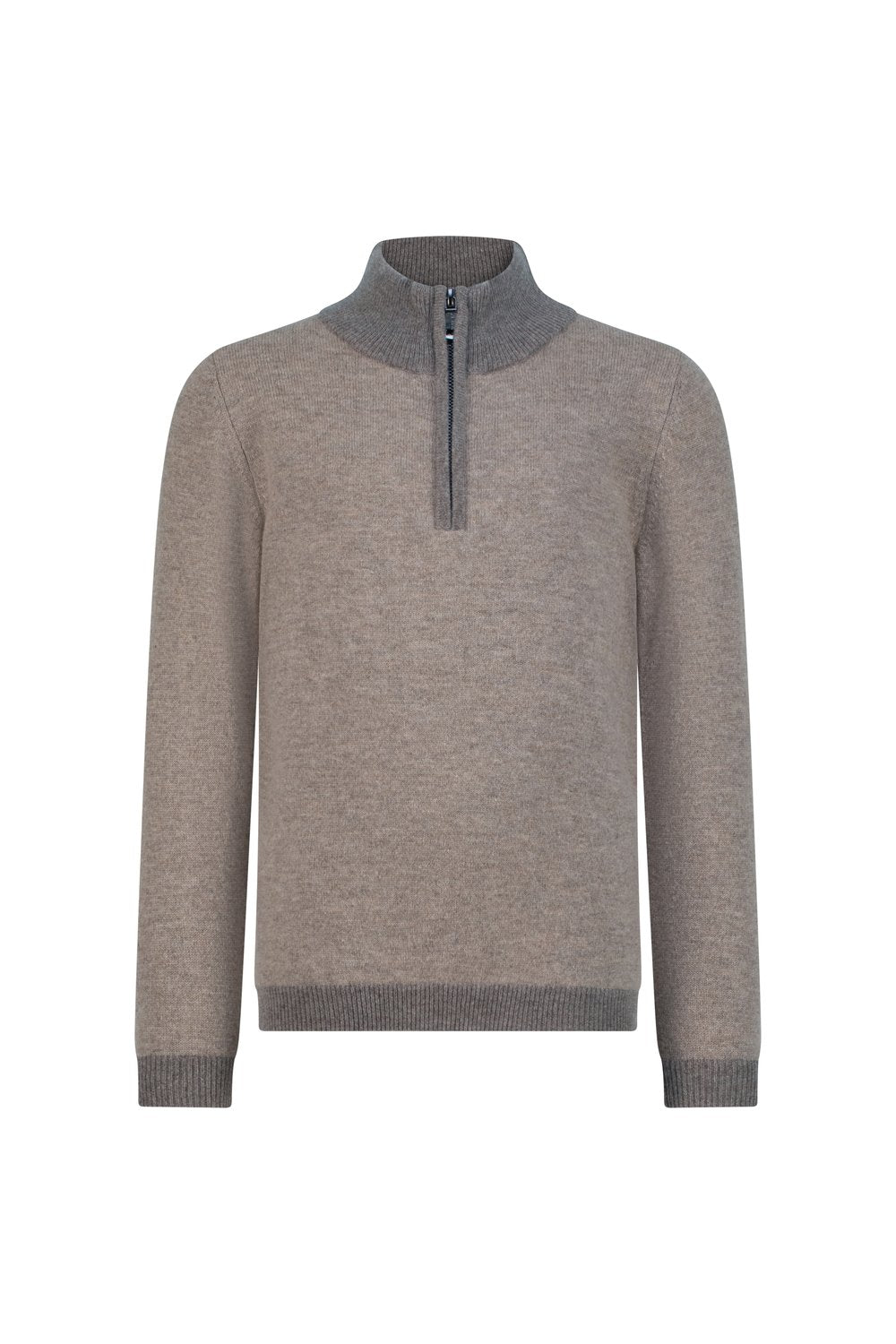 Kid's half zip merino wool sweater cobble
 vapor